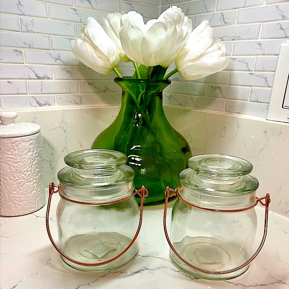 Glass Jars with Copper Handles